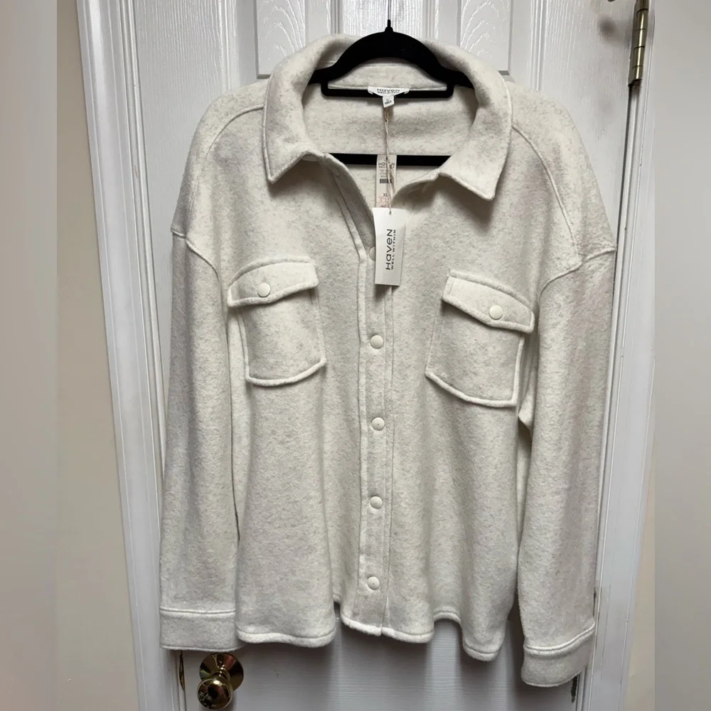 NWT HAVEN Well Within White Wool Fleece Shirt Jacket Cabincore - Picture 2 of 9
